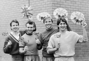 Patriotic Prints: Englands Everton players Trevor Steven, Peter Reid
