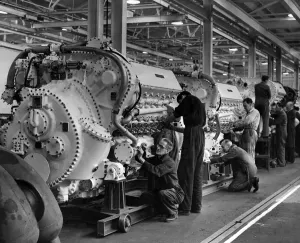 English Electric activities on Merseyside: Assembly of Napier Deltic 2, 500 B. H