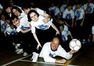 Hero Prints: English football legend Bobby Charlton pictured with left to right: Louise Hayes