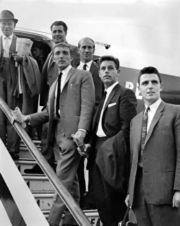 00249 Prints: Four English International footballers leave Ringway airport to join the England party in