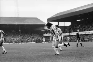 English League Division One match. Stoke 3 v Brighton and Hove Albion 0