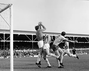 English League Division match Stoke City v Arsenal Stoke goalkeeper Farmer leaps up