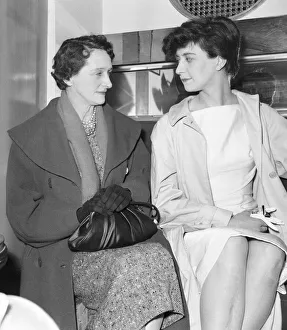 English playwright Shelagh Delaney with her mother on the first night of her play