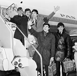 The English pop rock group, Dave Clark Five at an airport leaving for America