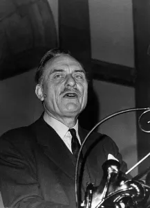 Enoch Powell MP speaking to City workers on Patriotism