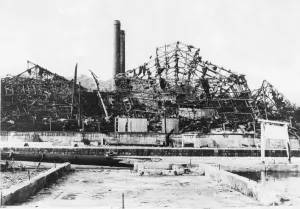 The enormous scale of the blast effect from the atomic bomb dropped on Nagasaki can be