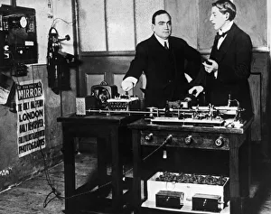 Opera Prints: Enrico Caruso talks to a telegraph operator in the Manchester Office of The Mirror
