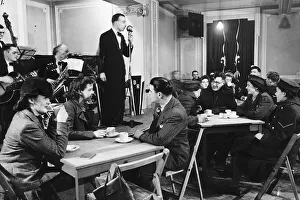 Entertainment in a blacked-out cafe in Rotherham Yorkshire during WW2 1944