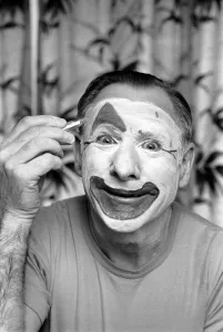 Entertainment: Clowns Blowey the clown seen here putting on his make-up before a
