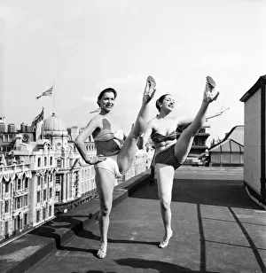 Entertainment Dancing Eve night club girls seen here rehearsing on the roof of the club