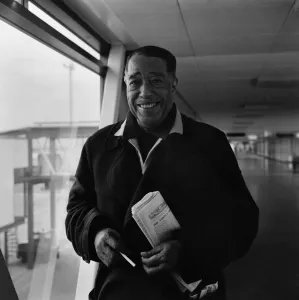Entertainment Music Jazz: Band leader Duke Ellington arrived at Heathrow Airport today in