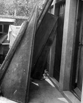 01435 Prints: The entrance to an air raid shelter which saved a woman 70 years of age from injury when