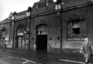 The front entrance of Blaydon Railway Station on 19th January 1977 which has been