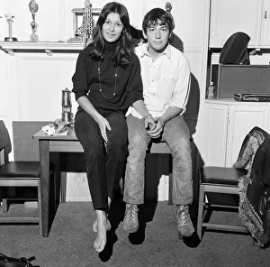 Eric Burdon, lead singer of British rock group The Animals, pictured with his fiancee