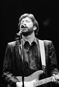 Microphones Prints: Eric Clapton in concert at the Royal Albert Hall January 1987
