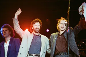 00368 Prints: Eric Clapton and Mark Knopfler on stage at Nelson Mandela 70th Birthday Tribute Concert