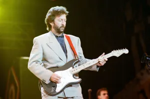 Eric Clapton on stage at Nelson Mandela 70th Birthday Tribute Concert, Wembley Stadium