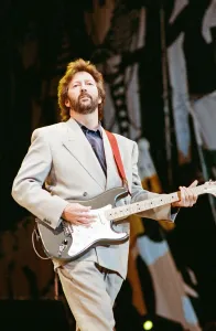 00368 Prints: Eric Clapton on stage at Nelson Mandela 70th Birthday Tribute Concert, Wembley Stadium