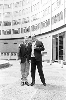 Eric Morecambe and Ernie Wise, Photo-call in Courtyard of BBC Television Centre, London