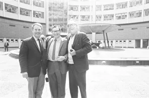 Eric Morecambe and Ernie Wise, Photo-call in Courtyard of BBC Television Centre, London