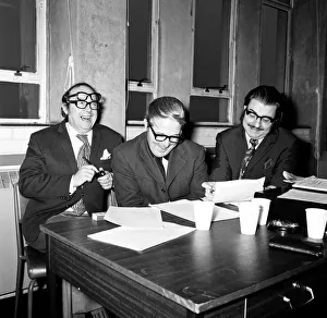 Eric Morecambe and Ernie Wise, pictured with BBC producer and director John Ammonds