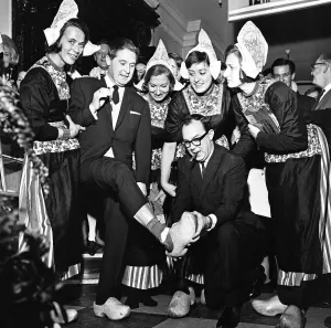 Eric Morecambe and Ernie Wise, visit a Dutch Exhibition in Manchester