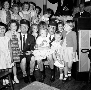 Schoolchildren Prints: Eric Morecambe and Ernie Wise went back to school this afternoon to present the prizes