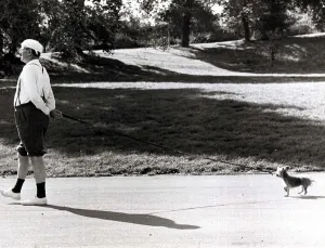 00135 Prints: Ernest Heaton is shown here with his dog Pip during a sponsored stroll for charity