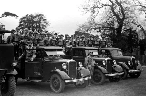 Esher ARP in their gas masks ahead of the outbreak of the Second World War