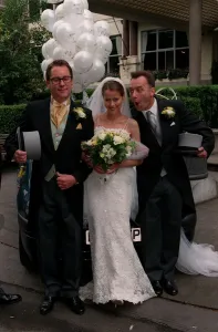 Wedding Dress Prints: Estelle Skornik Actress June 98 Dressed in wedding dress with comedian
