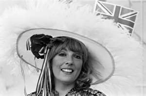 Patriotism Prints: Esther Rantzen wearing a special hat designed by Mrs Shilling
