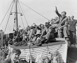 Refugees Prints: Estonian refugees arrive at Cork Harbour in Ireland after crossing the North Sea in