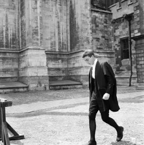 Pupil Prints: Eton Celebrations. The Etonian hurrying across the Cloisters at Eton College this weekend