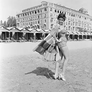 Festival Prints: Eunice Gayson, actress enjoys a morning at the beach during Venice Film Festival
