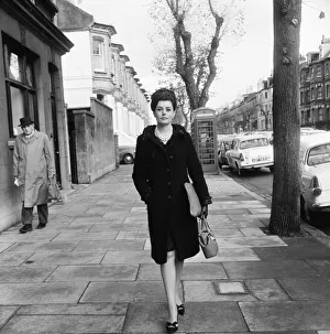 01187 Prints: Eunice Gayson, British actress arrives at Hove Court, where she is charged with a minor