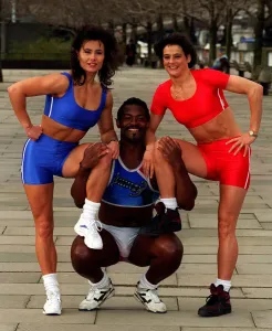 Eunice Huthart with Saracen and other new Gladiator Suzanne Cox Wearing red shorts