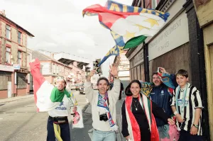 Euro 1996 Football Fans in the streets around Anfield Football Ground, Liverpool