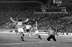 European Cup Winners Cup Second Round First Leg match. Spartak Varna 1 v Manchester