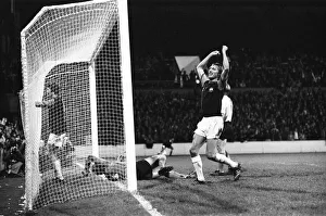 European Cup Winners Cup. West Ham v Reipas Lahden Pat Holland in the net after