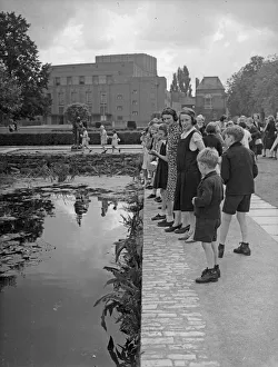 Evacuated Birmingham schoolchildren seen here taking in the sights of Stratford of Avon