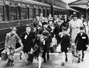Schoolchildren Prints: The evacuation called Operation Pied Piper was the British government decision to