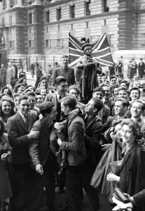00712 Prints: Eve of VE Day celebrations in London at the end of the Second World War