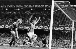 01046 Prints: Everton clinched the league title for the eighth time in their history with a 2-0 win