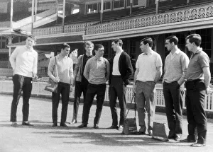 00350 Prints: Everton football players inspecting the pitch at Sydney cricket ground during their tour