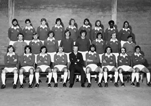 Everton football team pose for a pre season squad photograph at Bellefield, July 1975