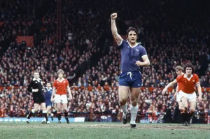 Everton footballer Bob Latchford in action during the League Division One match against