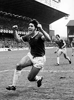 Everton forward Bob Latchford celebrates after scoring his 30th goal of the season in