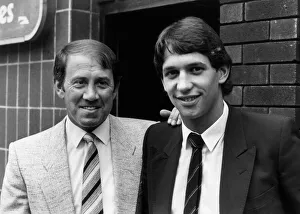 00571 Prints: Everton manager Howard Kendall with new striker Gary Lineker at Goodison Park