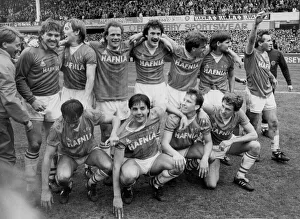Everton players celebrate following their 2-0 victory over QPR at Goodison Park which