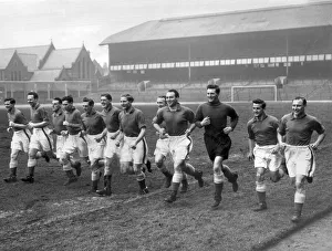 Everton players training at Goodison Park in preparation for an FA Cup match against